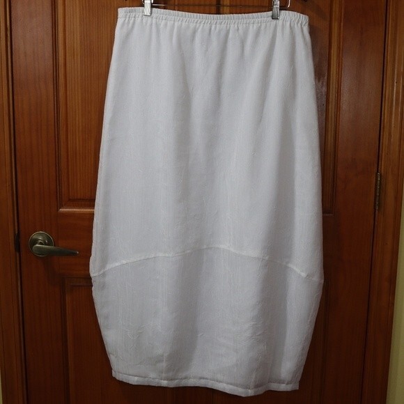 Sue Wong White Midi Pencil Skirt LG Slip Skirt White Wrinke Crinkle Vintage - Picture 2 of 16